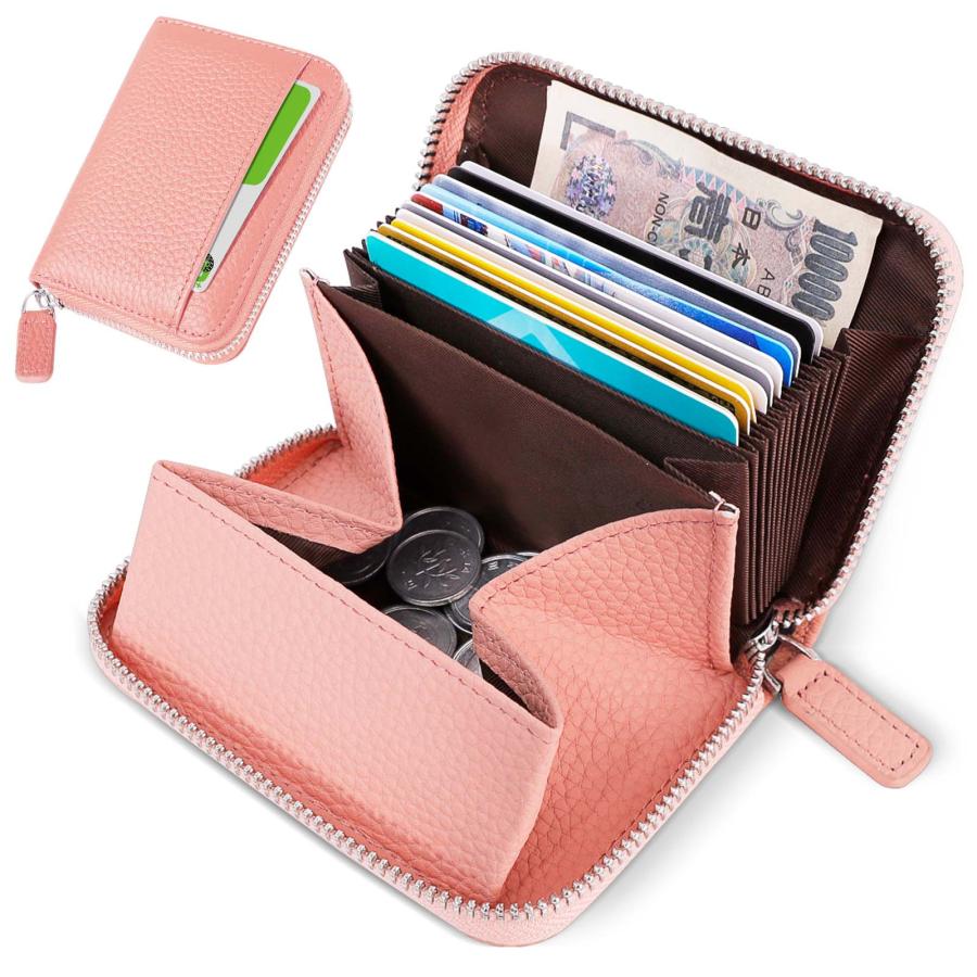 ミニ財布 お札が折れない 財布 レディース メンズ 二つ折り財布 大容量 じゃばら カードケース ボックス型 小銭入れ YKKファスナー 牛革 小さい財布 ブラック | 