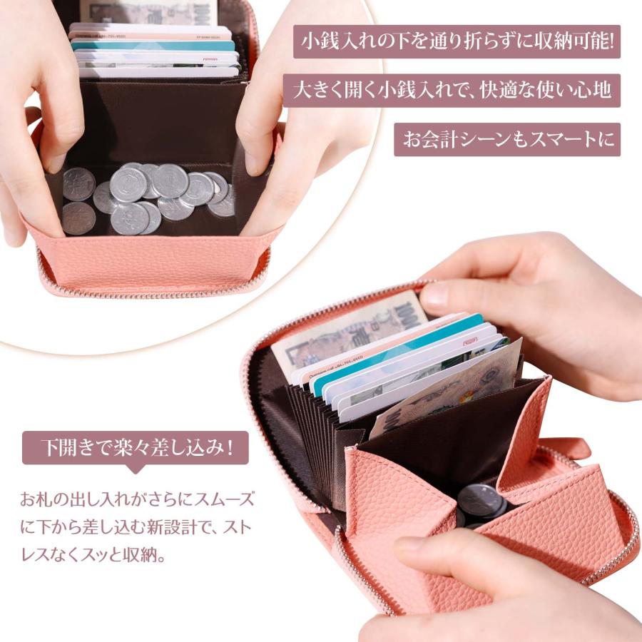 ミニ財布 お札が折れない 財布 レディース メンズ 二つ折り財布 大容量 じゃばら カードケース ボックス型 小銭入れ YKKファスナー 牛革 小さい財布 ブラック |  | 06