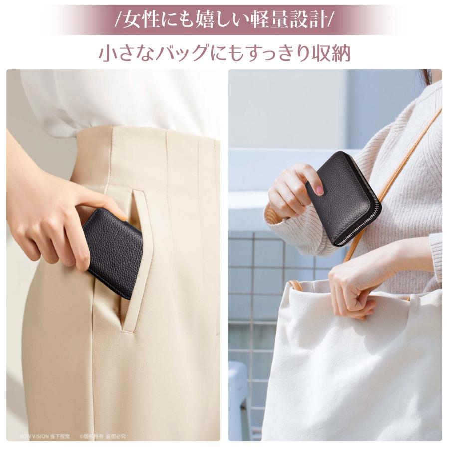 ミニ財布 お札が折れない 財布 レディース メンズ 二つ折り財布 大容量 じゃばら カードケース ボックス型 小銭入れ YKKファスナー 牛革 小さい財布 ブラック |  | 05