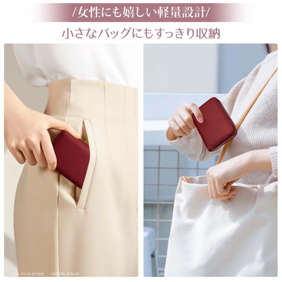 ミニ財布 お札が折れない 財布 レディース メンズ 二つ折り財布 大容量 じゃばら カードケース ボックス型 小銭入れ YKKファスナー 牛革 小さい財布 ブラック |  | 05