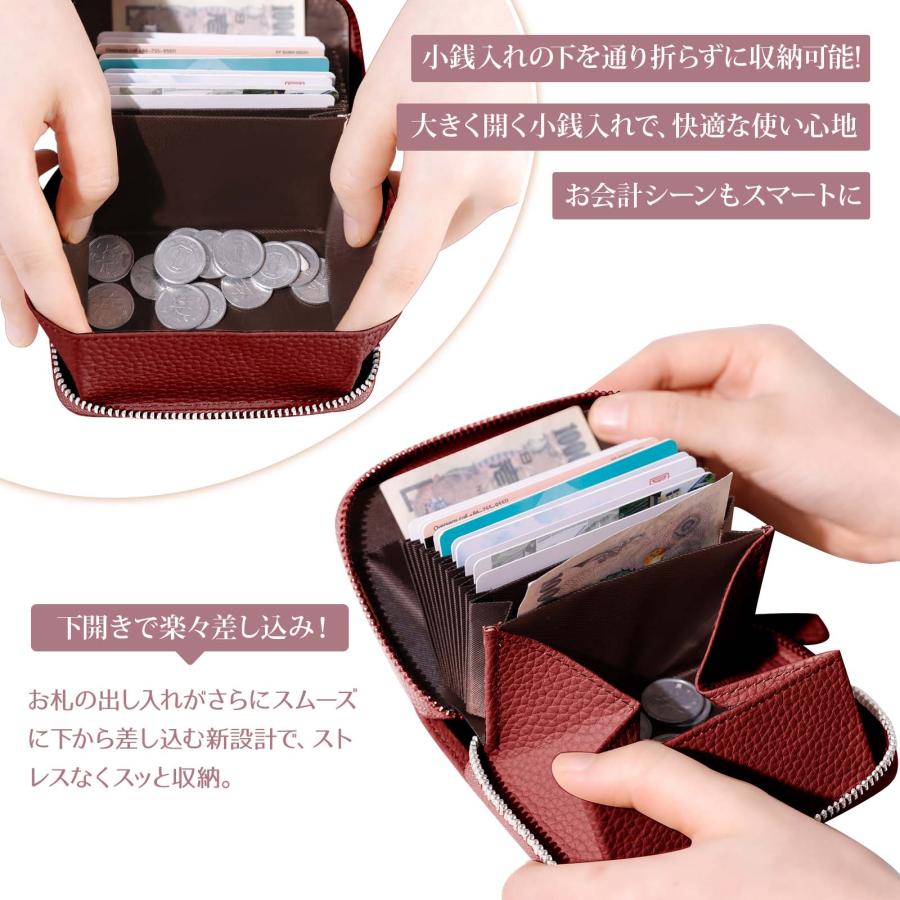 ミニ財布 お札が折れない 財布 レディース メンズ 二つ折り財布 大容量 じゃばら カードケース ボックス型 小銭入れ YKKファスナー 牛革 小さい財布 ブラック |  | 06