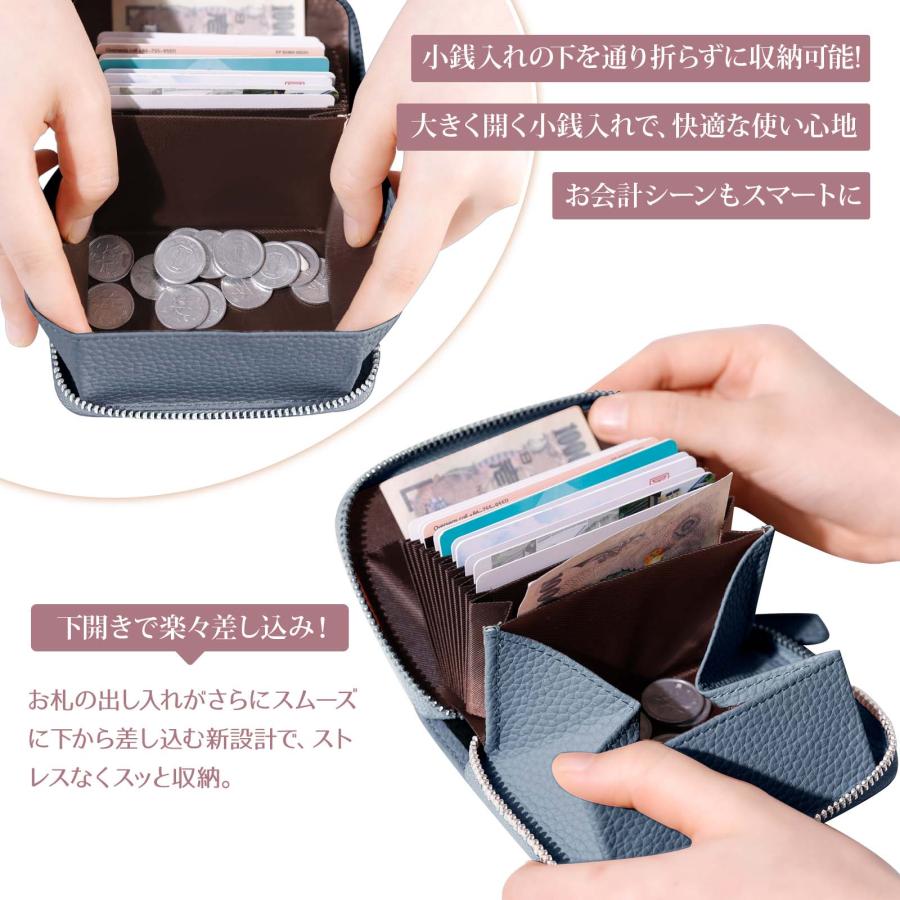 ミニ財布 お札が折れない 財布 レディース メンズ 二つ折り財布 大容量 じゃばら カードケース ボックス型 小銭入れ YKKファスナー 牛革 小さい財布 ブラック |  | 06