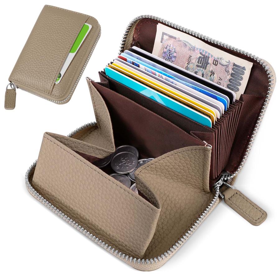 ミニ財布 お札が折れない 財布 レディース メンズ 二つ折り財布 大容量 じゃばら カードケース ボックス型 小銭入れ YKKファスナー 牛革 小さい財布 ブラック | 