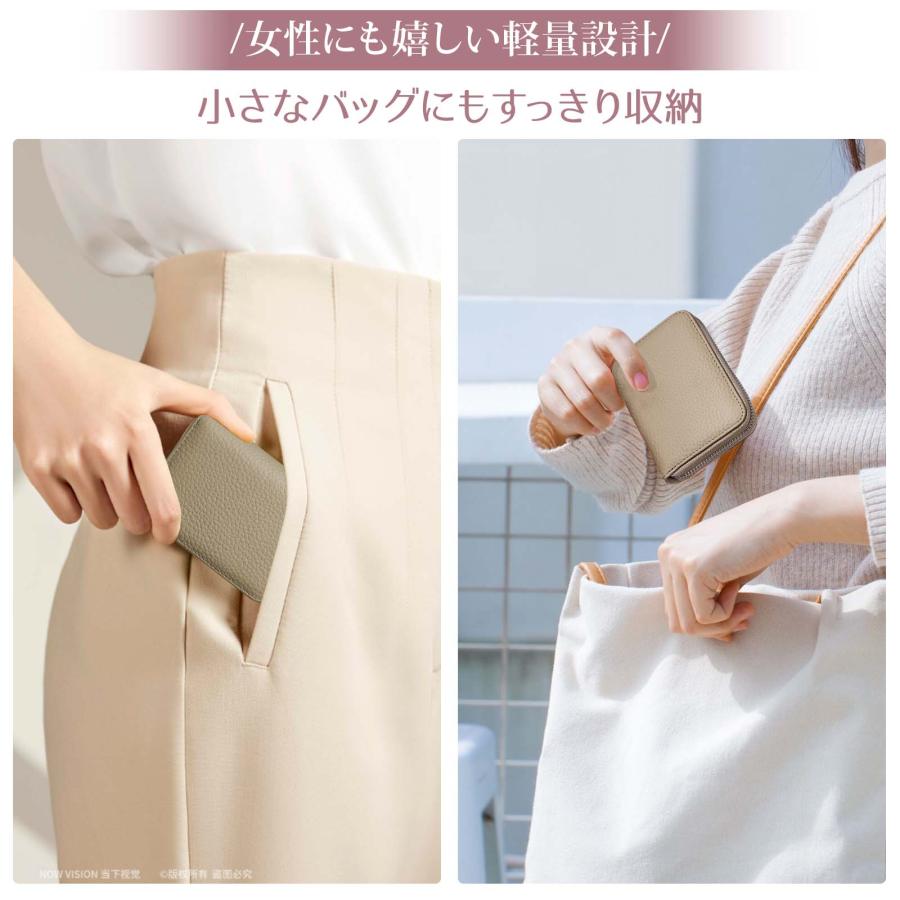 ミニ財布 お札が折れない 財布 レディース メンズ 二つ折り財布 大容量 じゃばら カードケース ボックス型 小銭入れ YKKファスナー 牛革 小さい財布 ブラック |  | 05
