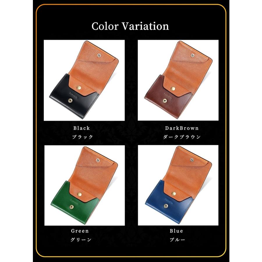 ミニ財布 お札が折れない 財布 レディース メンズ 二つ折り財布 大容量 じゃばら カードケース ボックス型 小銭入れ YKKファスナー 牛革 小さい財布 ブラック |  | 07