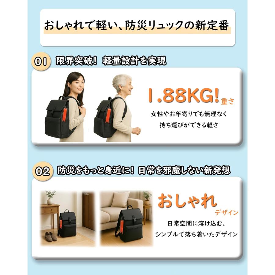 防災リュック 避難グッズ 防災グッズ 二次避難用 充実 大容量バッグ 災害対策リュック 非常持ち出し袋 緊急避難セット 補充バッグ 非常時生活用品 |  | 01