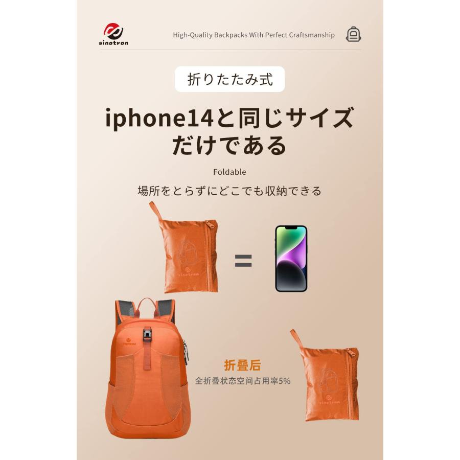 アウトドアバック 超軽量携帯リュック 折りたたみ可能バックパック 耐久性のある 22L大容量 収納性 マルチカラー 休暇、学校、キャンプ_23