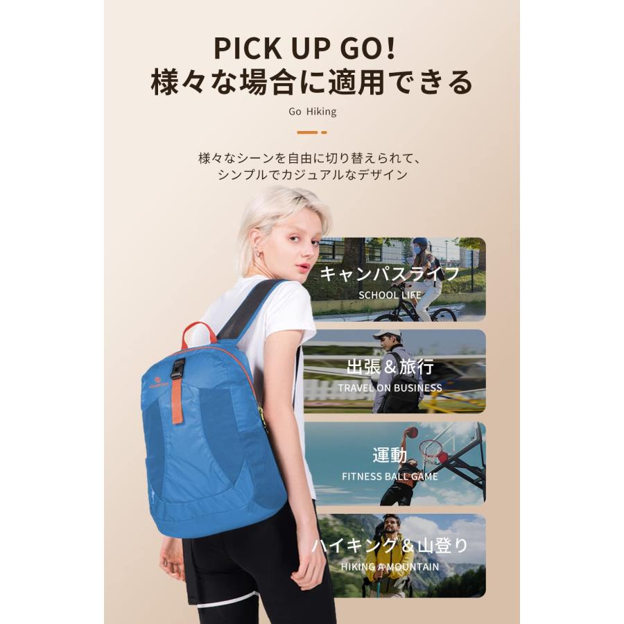 アウトドアバック 超軽量携帯リュック 折りたたみ可能バックパック 耐久性のある 22L大容量 収納性 マルチカラー 休暇、学校、キャンプ_13