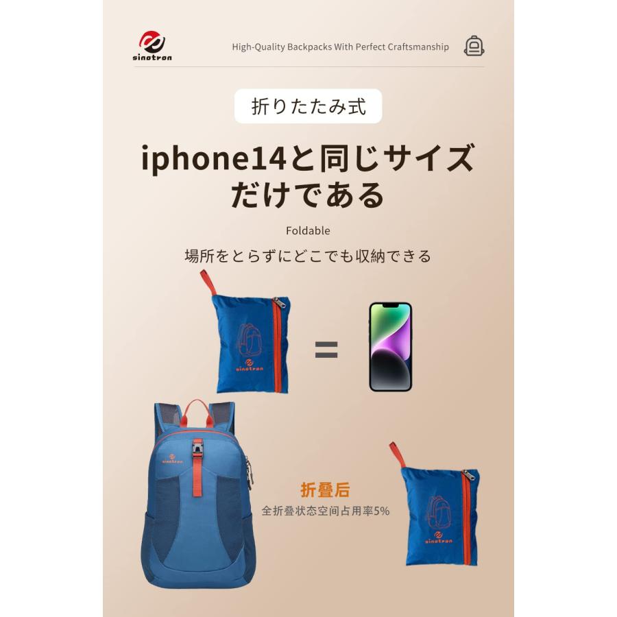 アウトドアバック 超軽量携帯リュック 折りたたみ可能バックパック 耐久性のある 22L大容量 収納性 マルチカラー 休暇、学校、キャンプ_15