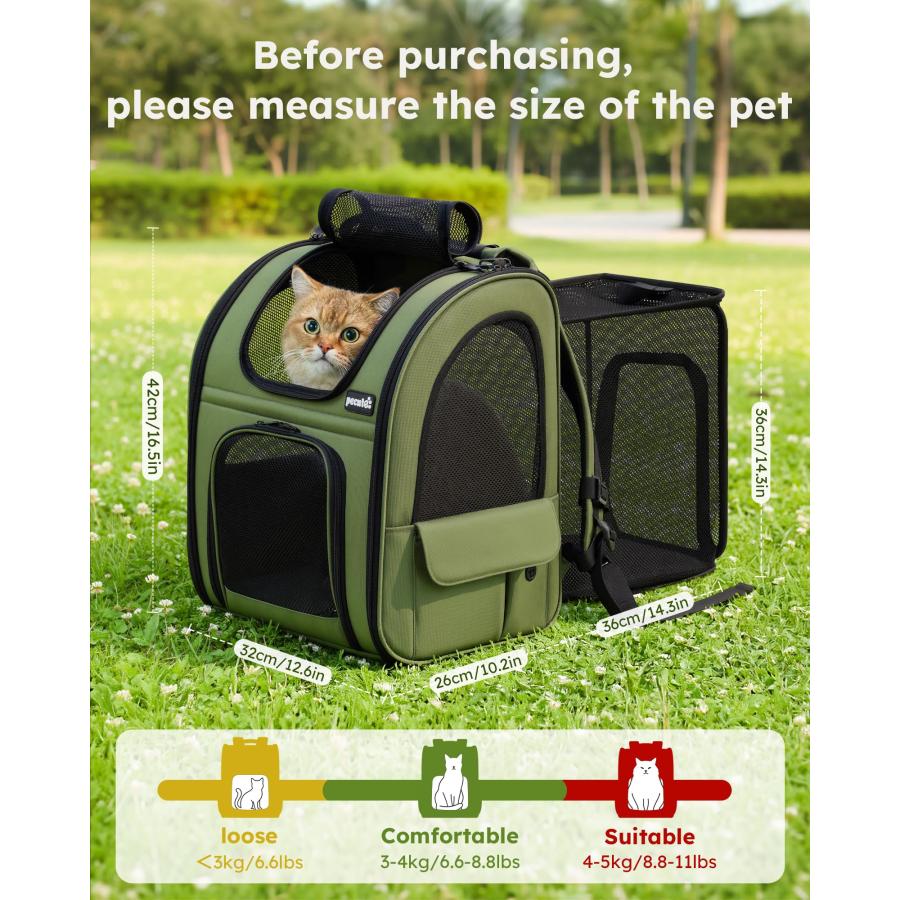 ペット キャリーバッグ 猫用 犬用 リュック メッシュ窓 通気性 拡張可能 2WAY ペットハウス ケージ 折り畳み お出かけ ドライブ 旅行 通院 防災 避難用_23