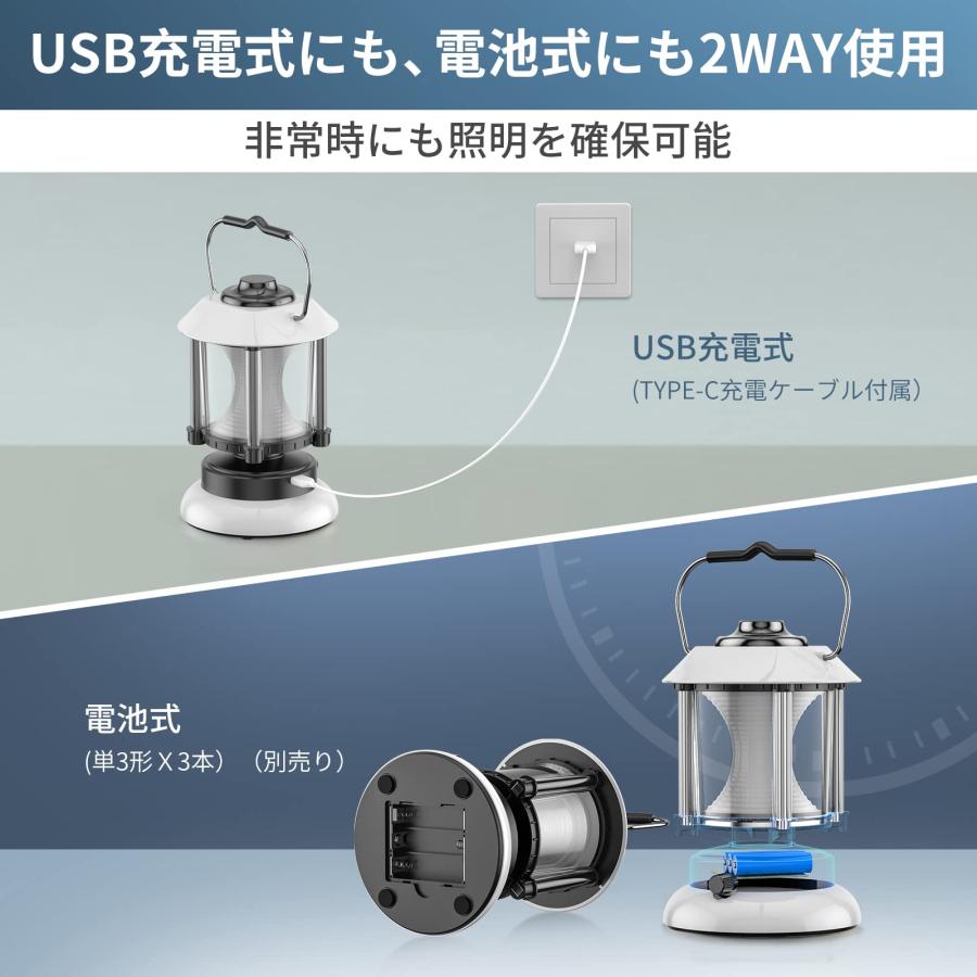 LEDランタン キャンプランタン 2WAY給電 充電式 電池式 キャンプライト