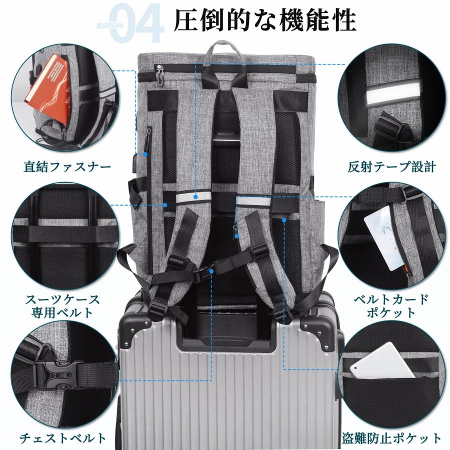 リュック メンズ 大容量 スポーツリュック 旅行 リュックサックビジネスリュック スクエア型 バックパック 防水17インチPC 2層式 拡張機能 靴/弁当収納