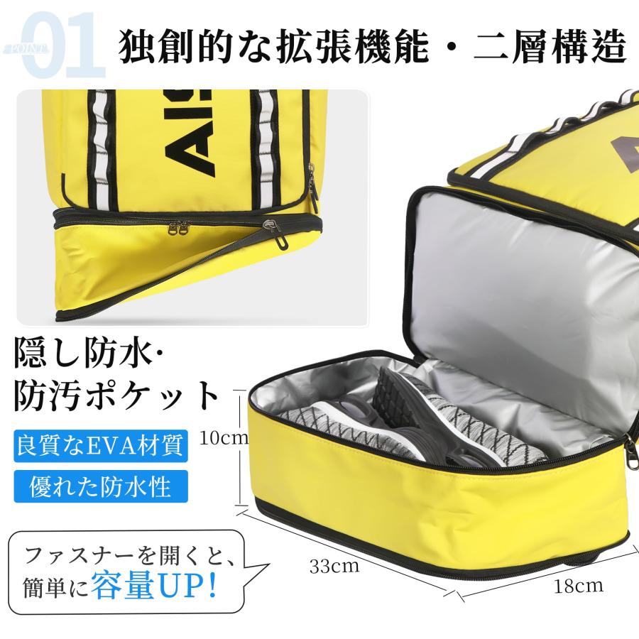 リュック メンズ 大容量 スポーツリュック 旅行 リュックサックビジネスリュック スクエア型 バックパック 防水17インチPC 2層式 拡張機能 靴/弁当収納