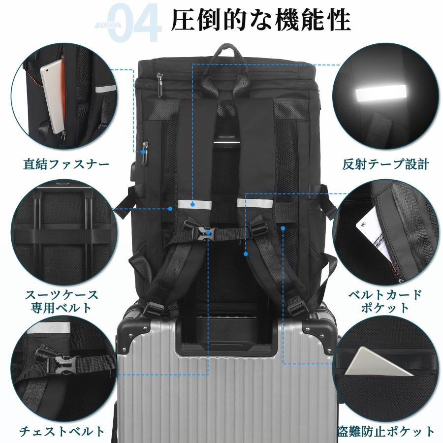 リュック メンズ 大容量 スポーツリュック 旅行 リュックサックビジネスリュック スクエア型 バックパック 防水17インチPC 2層式 拡張機能 靴/弁当収納