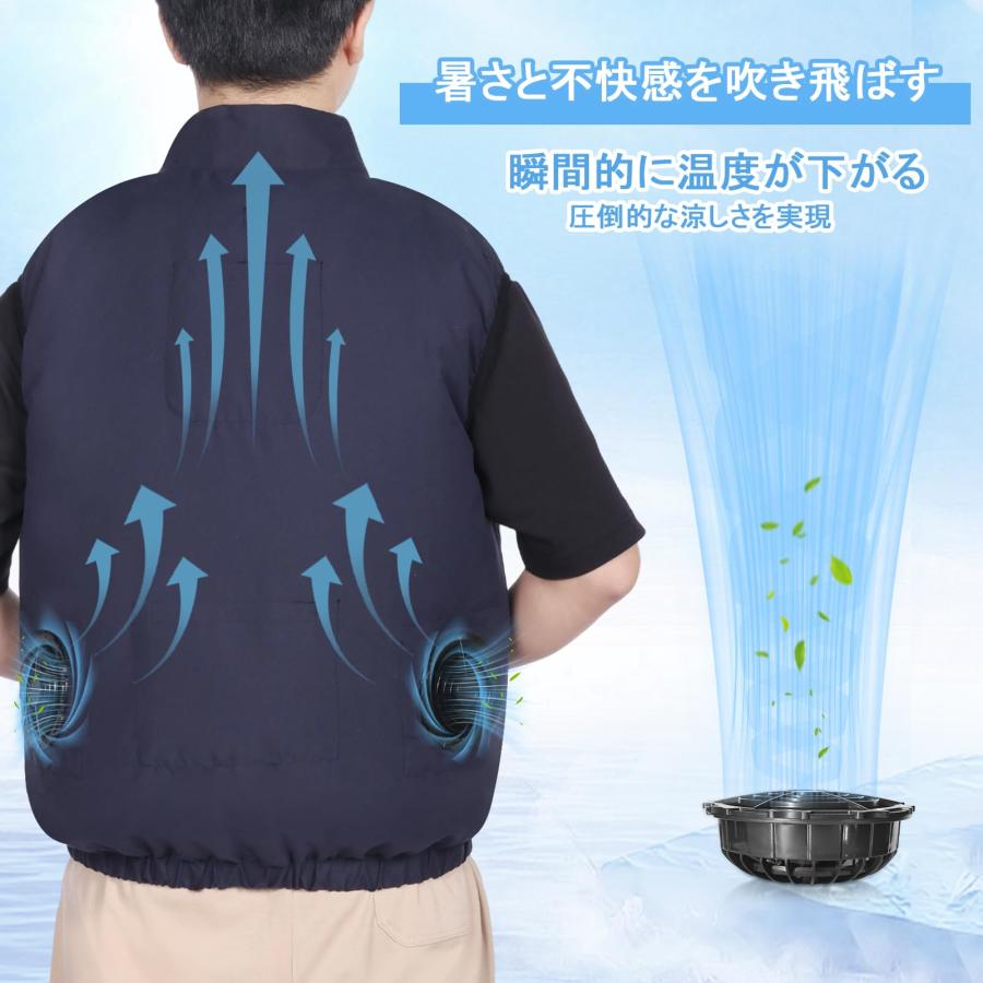 空調作業服 ファン付きベスト 最新 ファン付き作業服 3段階風量調節