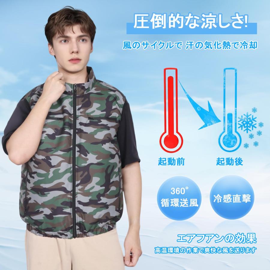 空調作業服 ファン付きベスト 最新 ファン付き作業服 3段階風量調節