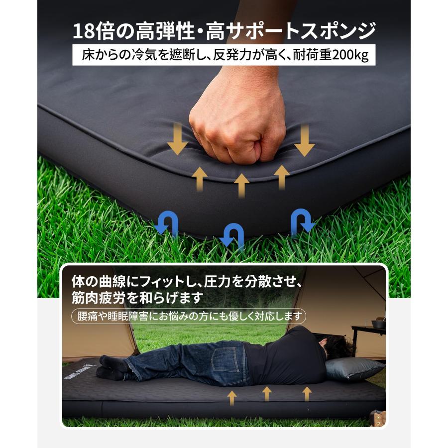 エアーマット 電動ポンプ内蔵 2人用 アウトドアマットレス 高弾性