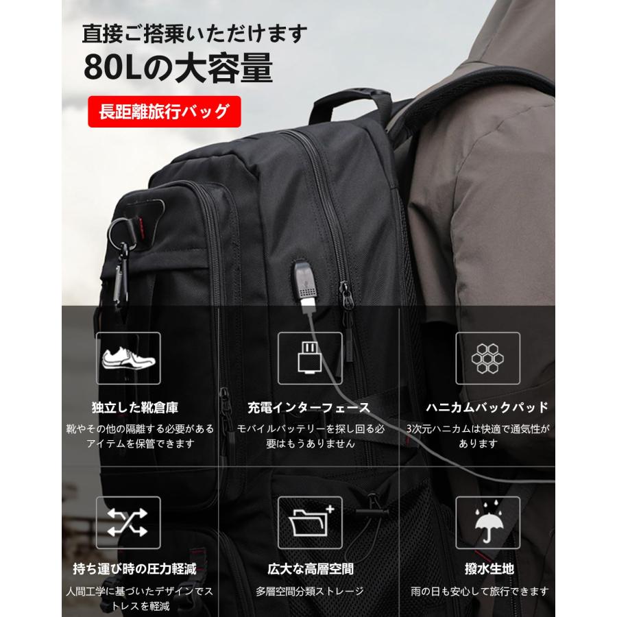 リュック メンズ 大容量 60L~80L拡張機能 軽量17インチPC対応ビジネス