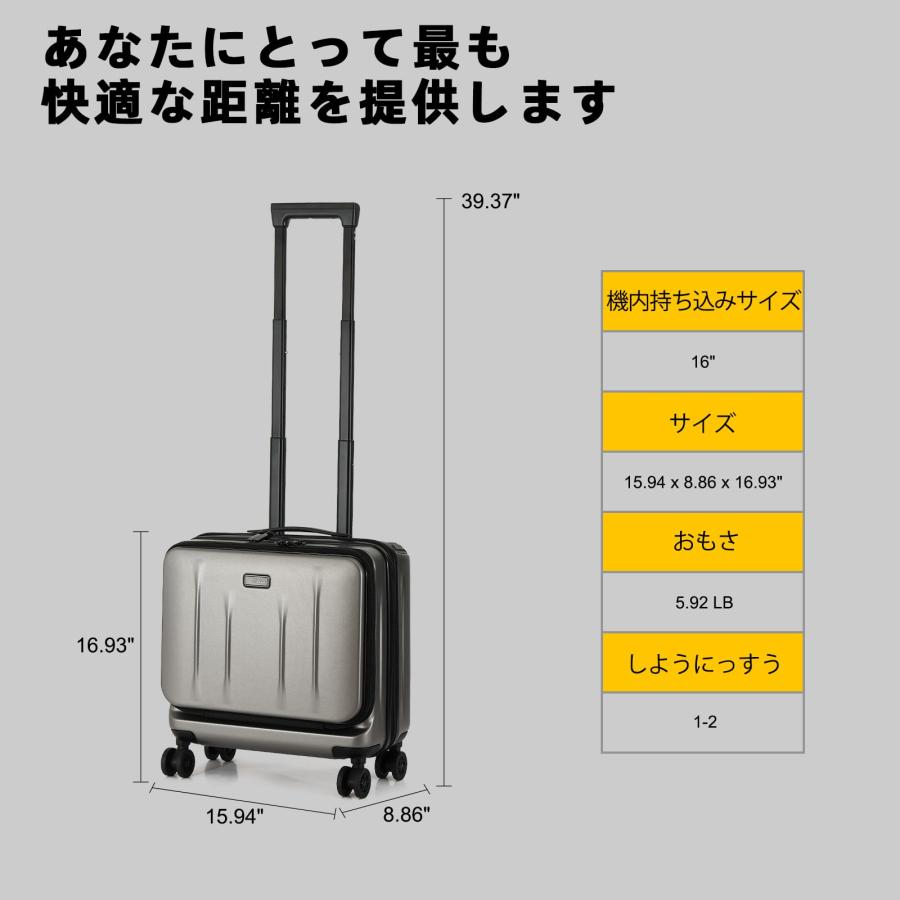 スーツケース 16インチ 20インチ 機内持ち込み可能 フロントオープン