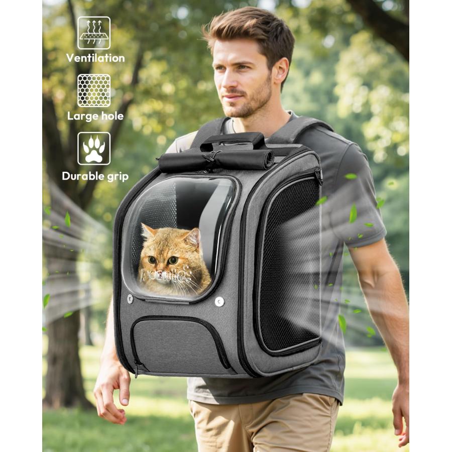 ペットバックパック バブル リュック 犬 猫 キャリー リュック 透明な窓 通気性 猫キャリーバッグ 猫 小中型犬用 バッグ 折り畳み 旅行 通院 防災 避難用_5