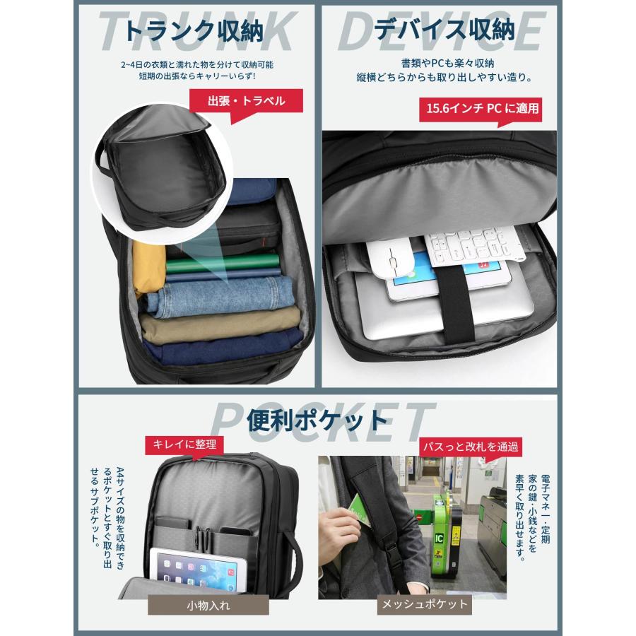 ビジネスリュック 大容量 メンズ リュック: 3WAY 機内持ち込み 耐衝撃 