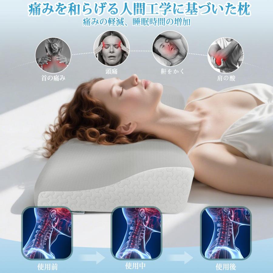 枕 深い眠り枕 首が痛くならない 温度調節 低反発まくら 抗菌 消臭 調
