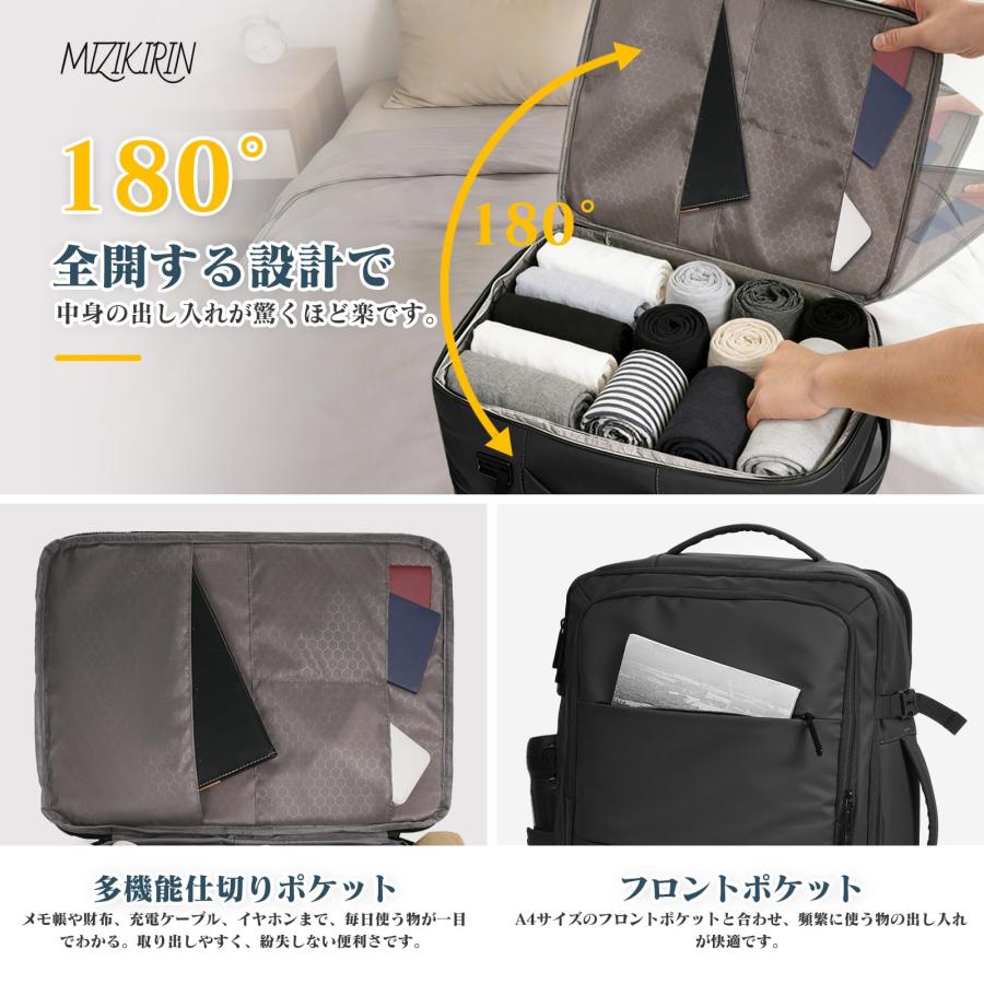 旅行 リュック 大容量 40L 機内持ち込み ビジネス バックパック【拡張機能?デュアルUSBポート】 15.6型PC対応 多機能 登山リュック_6