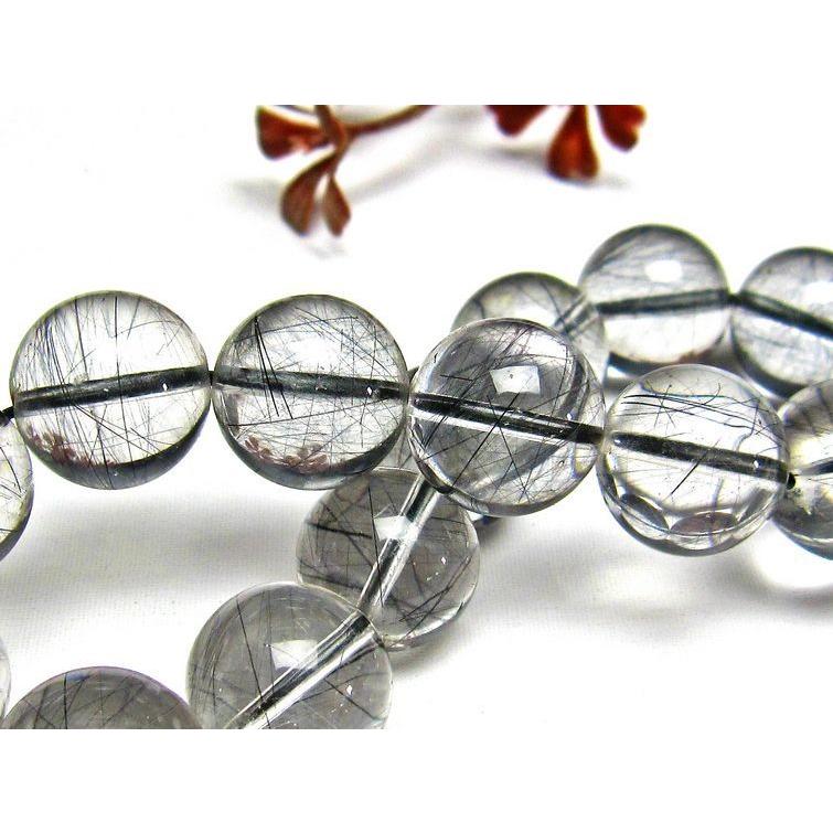 ブラックルチルクォーツ ブレスレット 15mm h131-74 : 誠安天然石専門