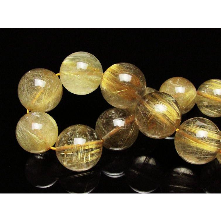 ルチルクォーツ ブレスレット ゴールドタイチンルチル  16mm  k1-1280の画像