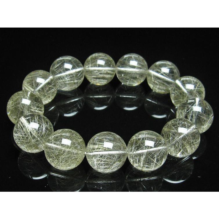 プラチナルチルクォーツ ブレスレット 18mm k117-19 : 誠安天然石専門