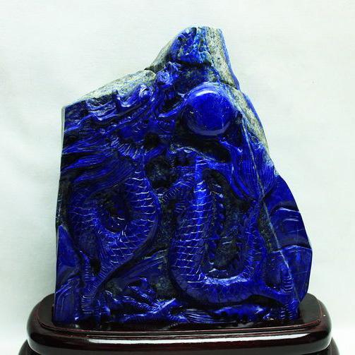2.1Kg ラピスラズリ 手彫り 龍 置物 s3-5 : 誠安天然石専門店 - 通販