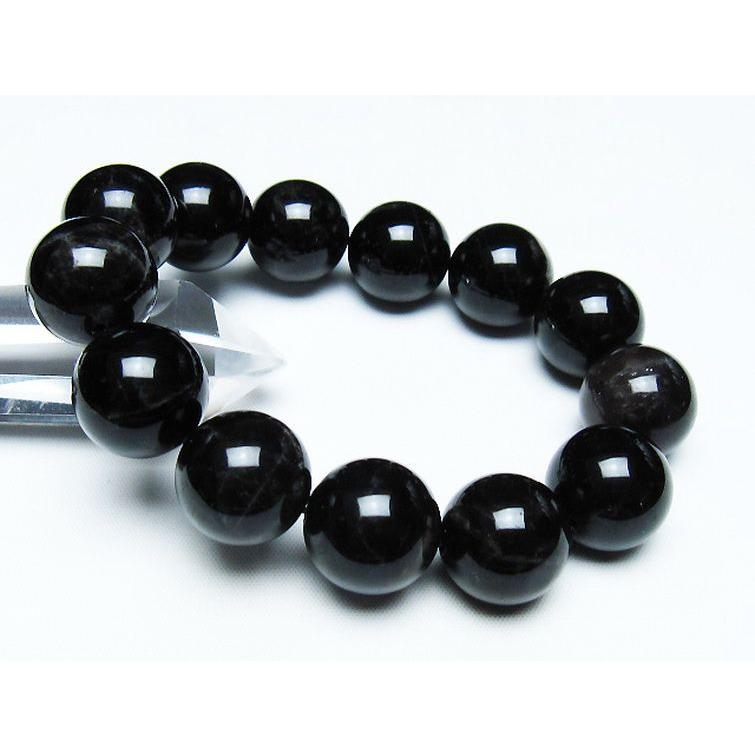 【高級】黒水晶 ブレスレット 18mm モリオン 純天然 黒水晶 ブレスレット 18mm t112-7455 : 誠安天然石