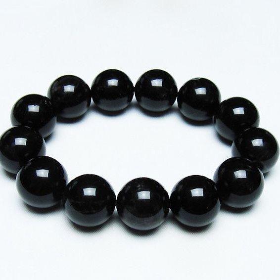 【高級】黒水晶 ブレスレット 18mm モリオン 純天然 黒水晶 ブレスレット 18mm t112-7459 : 誠安天然石