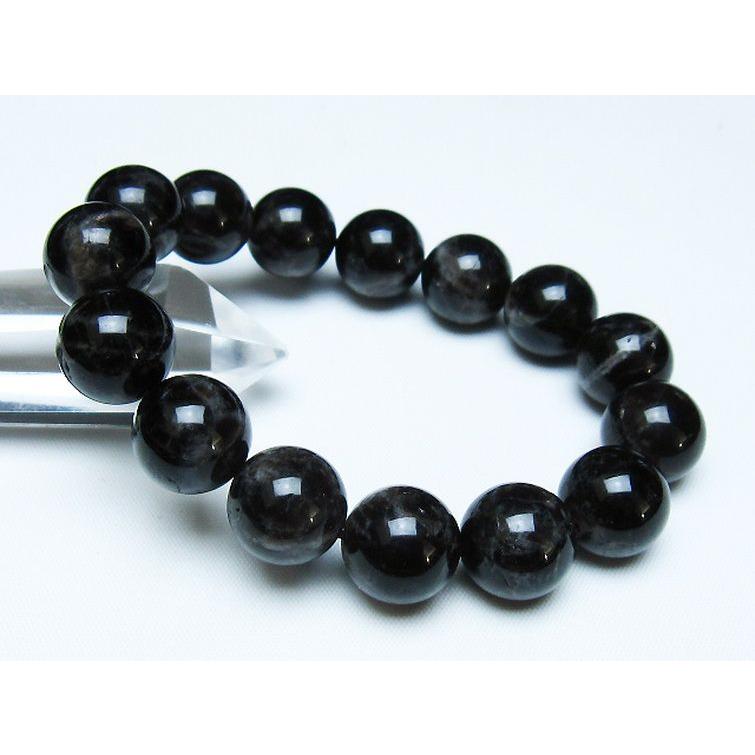 モリオン 純天然 黒水晶 ブレスレット 14mm t112-7746 : 誠安天然石