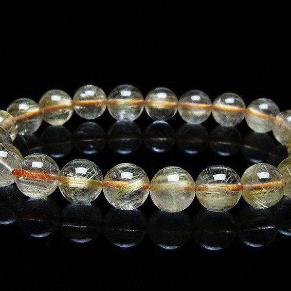 ルチルクォーツ ブレスレット ゴールドタイチンルチル 9mm t116-12421