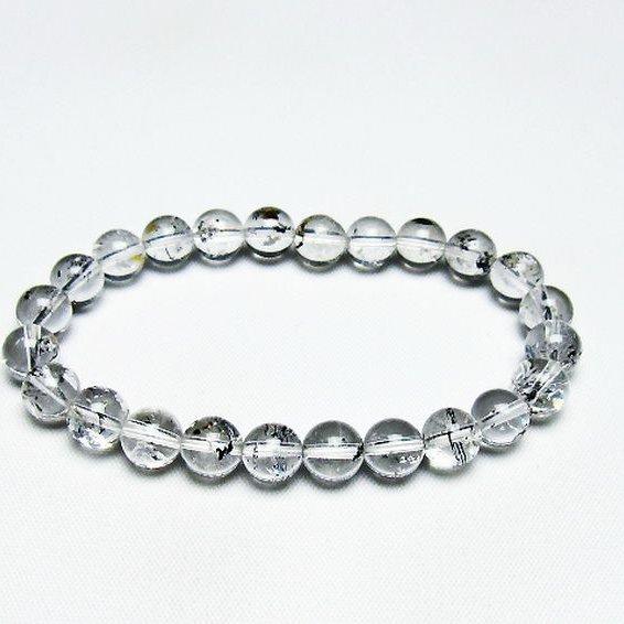 ブラックエレスチャルクォーツ 骸骨水晶 ブレスレット 8mm t124-5335