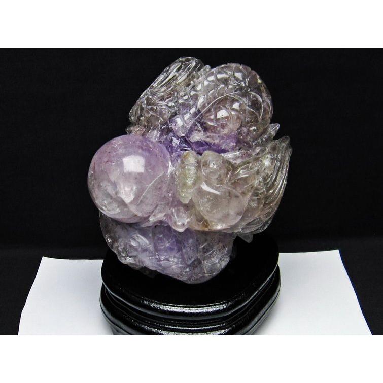 2.1Kg スーパーセブン 手彫り 龍 置物 t130-2060 : 誠安天然石