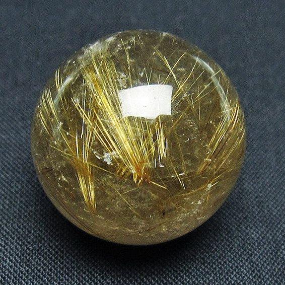 ルチルクォーツ 丸玉 ゴールドタイチンルチル水晶 27mm t145-2404 : 誠