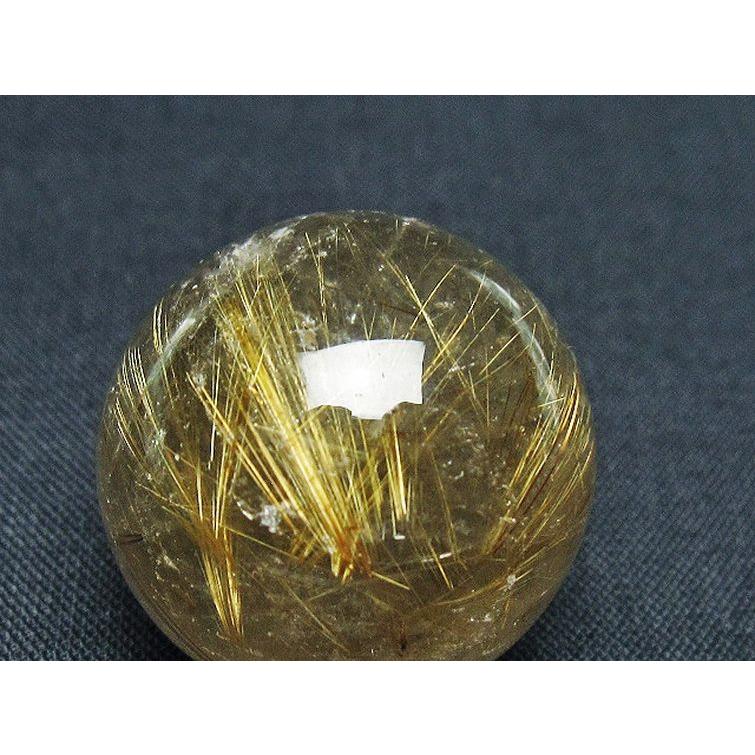 ルチルクォーツ 丸玉 ゴールドタイチンルチル水晶 27mm t145-2404 : 誠