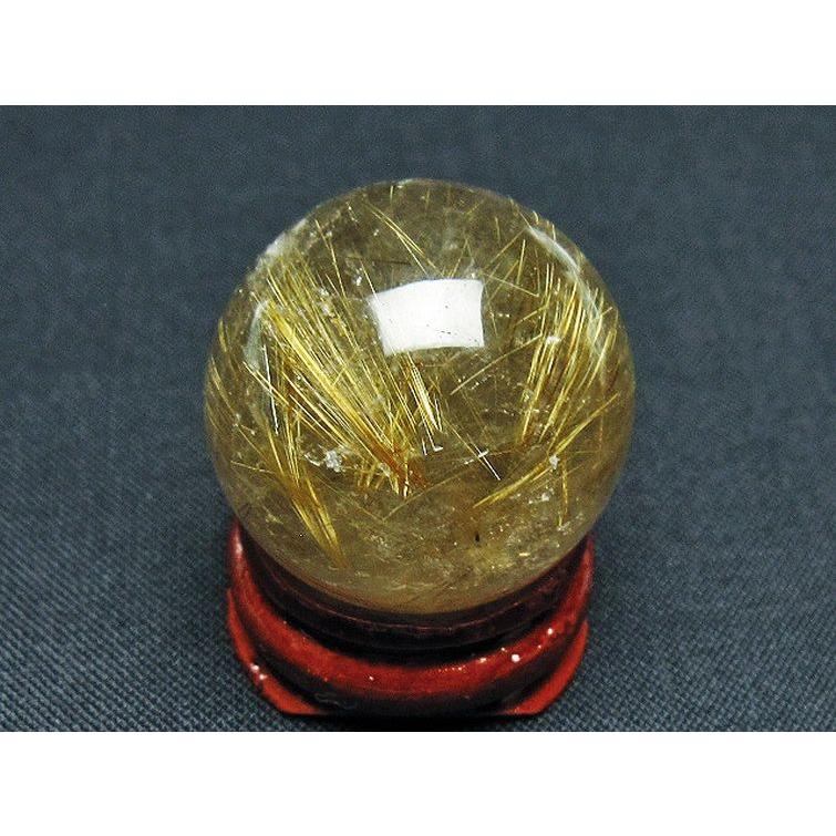 ルチルクォーツ 丸玉 ゴールドタイチンルチル水晶 27mm t145-2404 : 誠