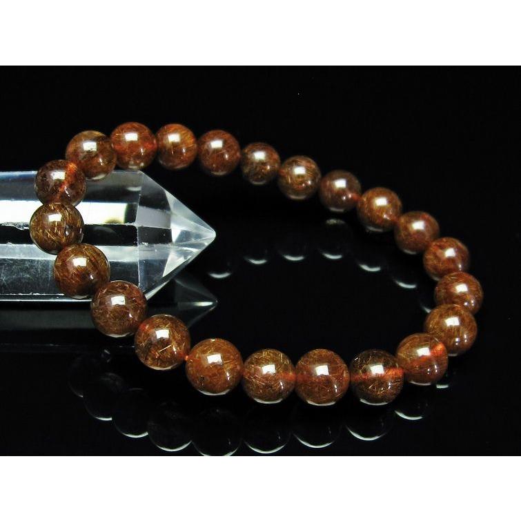 ルチルクォーツ（金針ルチル水晶） ブレスレット 9mm t15-10289 : 誠安