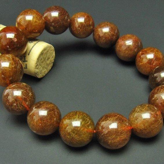 ルチルクォーツ（金針ルチル水晶） ブレスレット 15mm t15-9601 : 誠安