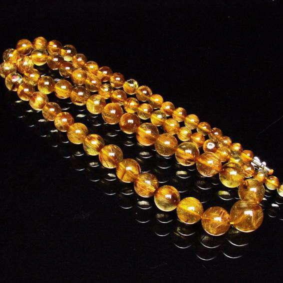 ゴールドタイチンルチル ネックレス 12mm  t162-357