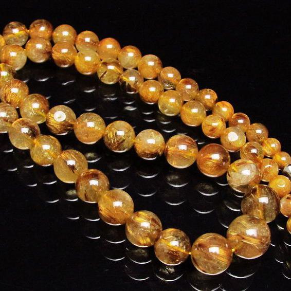 ルチルクォーツ ネックレス ゴールドタイチンルチル 13mm t162-399