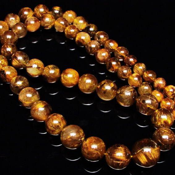 ゴールドタイチンルチル ネックレス 7mm t162-433