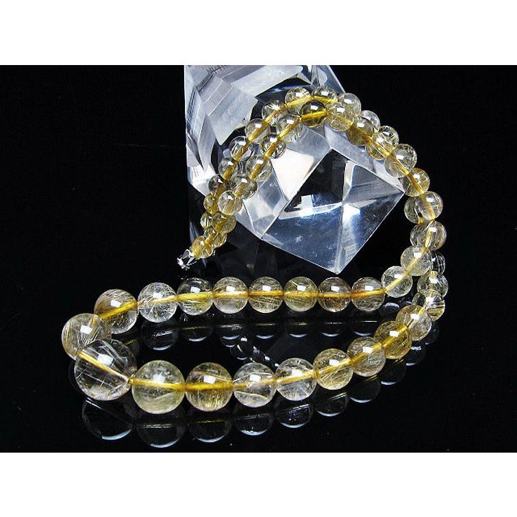 060 ゴールド タイチン ルチル クォーツ 13mm-14mm 金針水晶 大玉