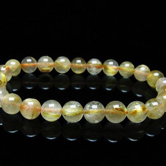 ゴールドタイチンルチル ブレスレット 7mm t171-6247 : 誠安天然石専門