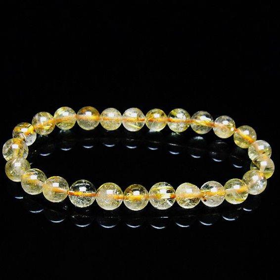 天然ゴールドタイチンゴールド太陽ルチルクォーツのブレスレット ルチルクォーツ ブレスレット ゴールドタイチンルチル 7mm t171-7611