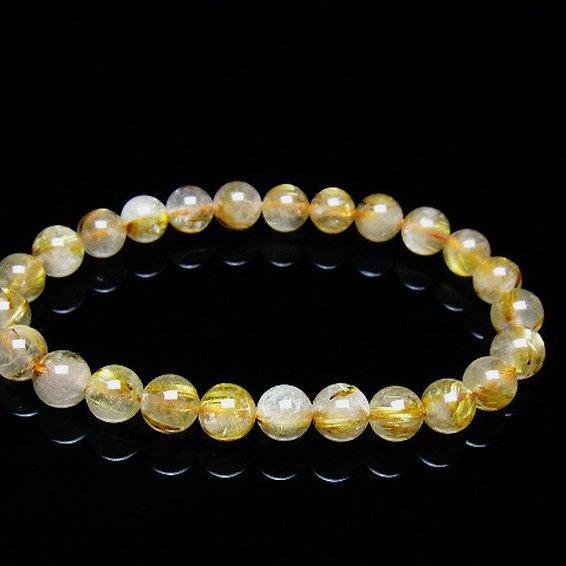 天然石ブレスレット　高品質　ゴールドルチルクォーツ　タイチンルチルクォーツ ルチルクォーツ ブレスレット ゴールドタイチンルチル 7mm t171-7643