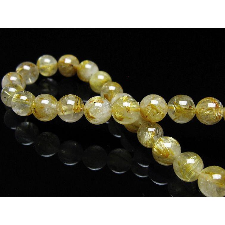 ゴールドタイチンルチル ブレスレット 7mm t171-7968 : 誠安天然石専門